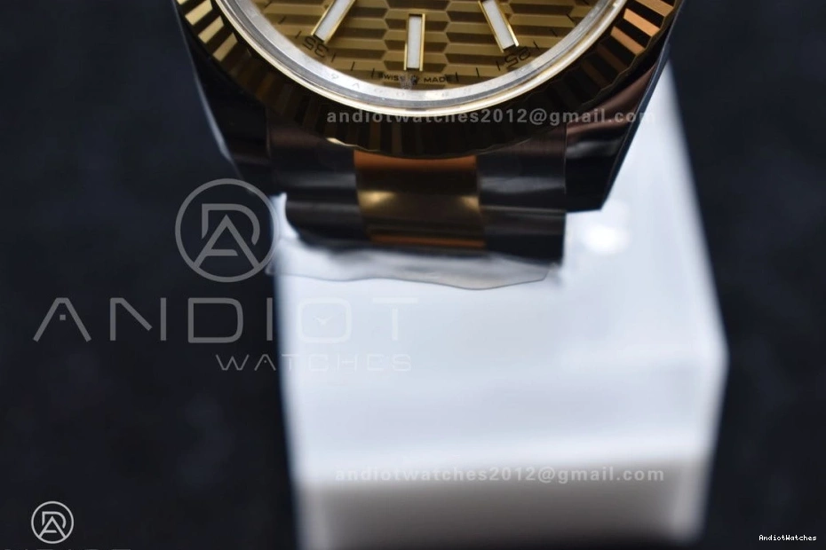 Oyster on YG Textured DateJust 41 Steel Best Sleek 1:1 SS YG Bracelet Clean Dial Edition 904L 126333 608 VR 0513